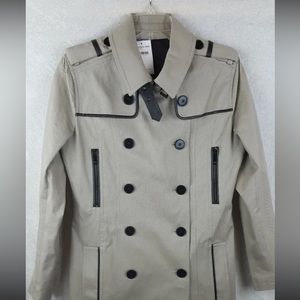 The Kooples Men’s Small Double Breasted Trench coat with Leather detailings.